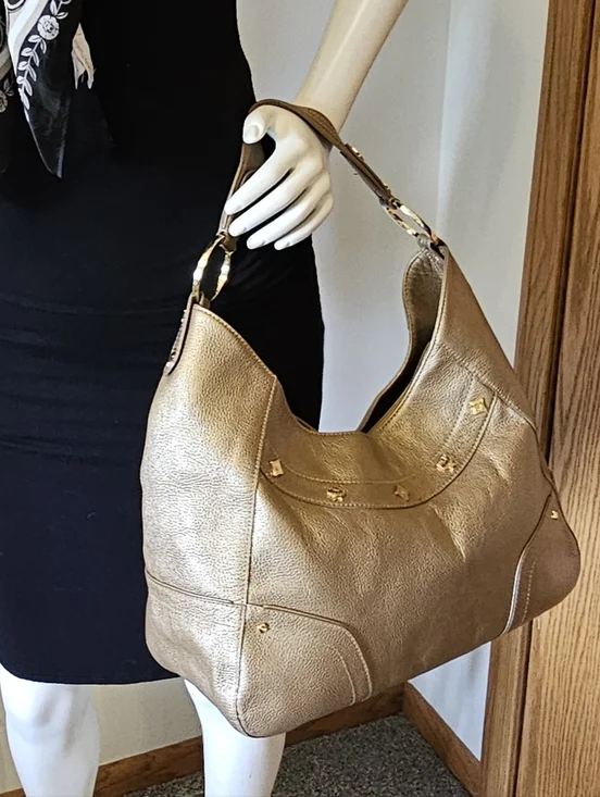MCM Metallic Bronze Leather Hobo Bag - Women - Picture 7 of 16